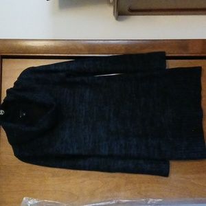 Women's sweater dress, size S, cowl neck, blue/black knit, by AB Studio.